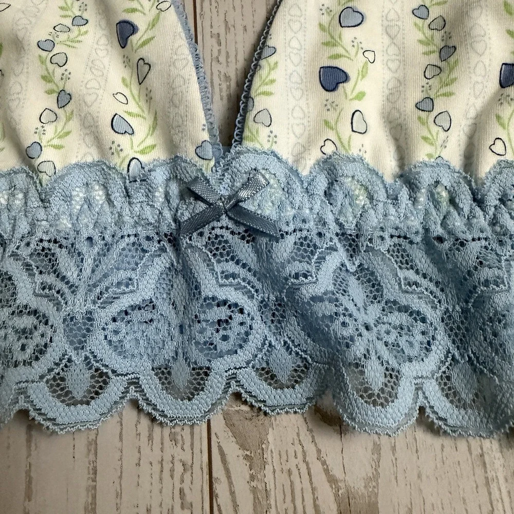 Roberta‎ Roller Rabbit Hearts Vine Blue White Mercer Bralette Size Small NWOT